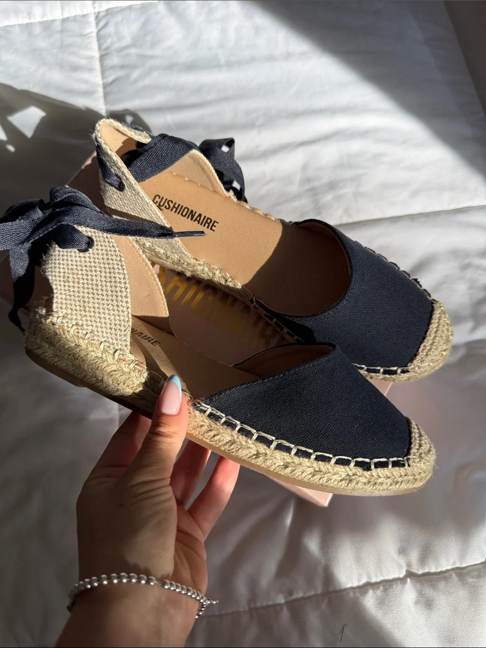 BRAND NEW CUSHIONAIRE Talisa Navy Espadrille Wedge Sandals